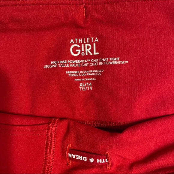 Athleta Girl High Rise Powervita Chit Chat Tight Red Size 14 XL NWT - Picture 5 of 8